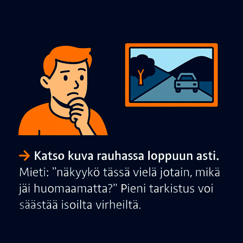 Mopokortin teoriakoe – käytä aikaa vastaamiseen, älä hosu. Kuvassa nuori pohtii tietokoneen äärellä liikennekuvaa.