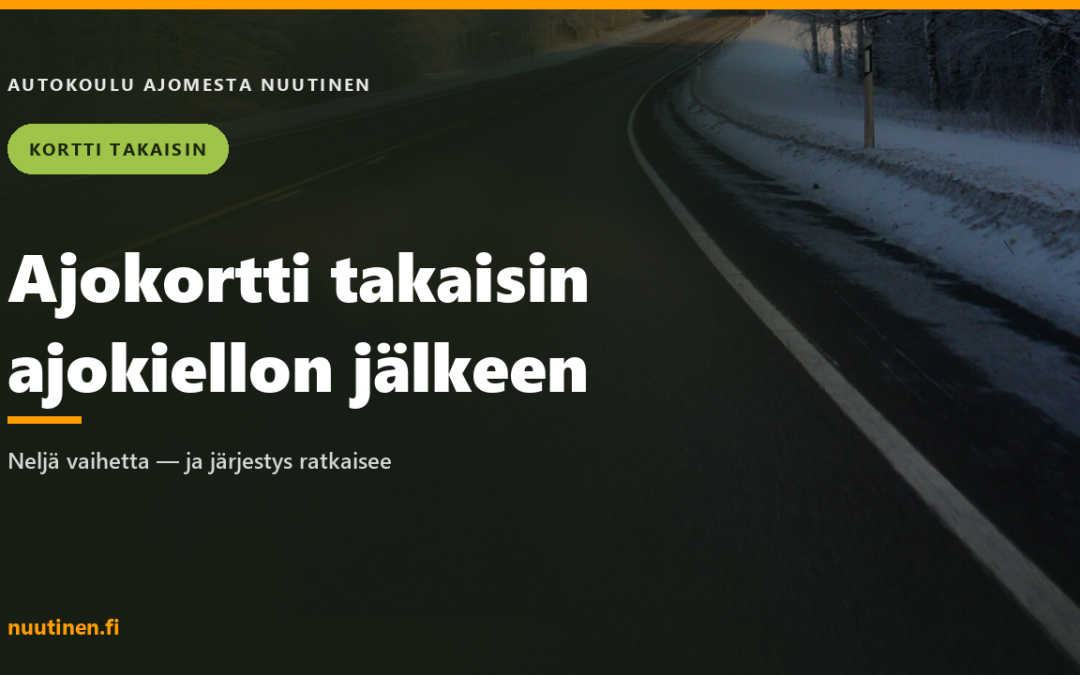 Talvinen maantie kaartaa eteenpäin — Ajokortti takaisin ajokiellon jälkeen